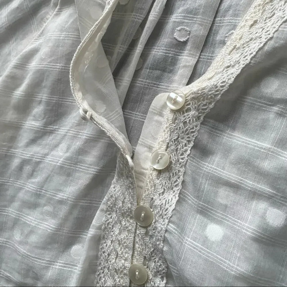 Free People Ivory Long Balloon Sleeve Blouse Top XS - Picture 7 of 8